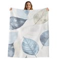 thumbnail image 2 of Blue Green Retro Leaves Fleece Throw Blanket for Couch, Rustic Botanical Watercolor Microfiber Flannel Blanket for All Season, Lightweight Soft Throw Blankets for Baby, Kids, Pets, 30"x40", 2 of 9