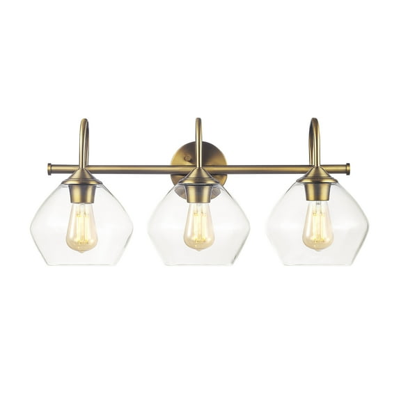 Globe Electric Modern 26" 3-Light LED Brass Clear Glass Vanity Fixture