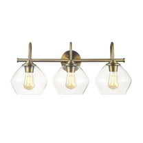 Globe Electric Modern 26" 3-Light LED Brass Clear Glass Vanity Fixture
