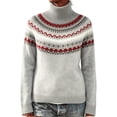 thumbnail image 4 of Plus Size Sweaters for Women Fair Isle Knit Long Sleeve Crew Neck Pullover Vintage Geometric Loose Fit Casual Fall Winter Sweater Tops, 4 of 5