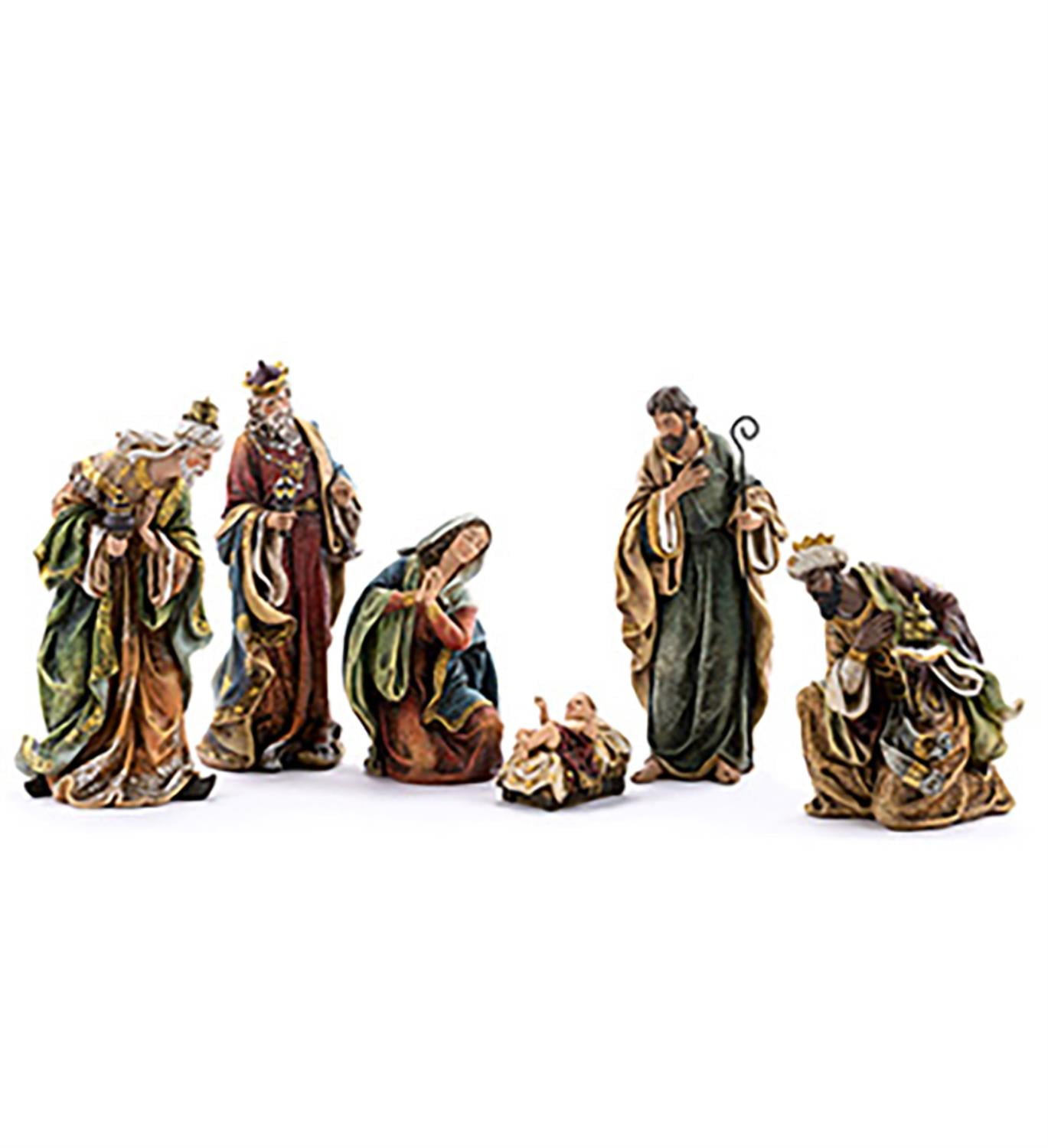 Napco Rustic Nativity Scene 16.5 inch Resin Christmas Figurine 6 Piece Set