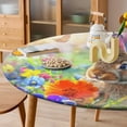 thumbnail image 4 of Easter Bunnies Rabbits Round Fitted Tablecloth with Elastic Edged & Backing, Round Table Cover for Indoor Outdoor Patio Use Fits Tables up to 40" - 54" Diameter, 4 of 5