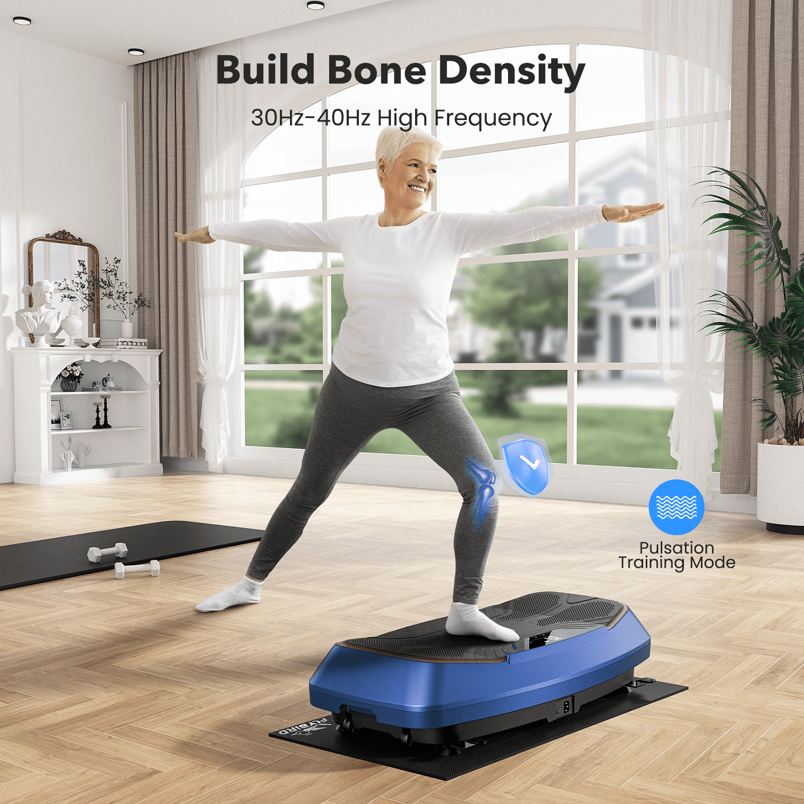 FLYBIRD 4D Vibration Plate with Triple Motors and 500lb Capacity