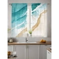 thumbnail image 4 of Sheer Curtains 72 inches Long, Beach Watercolor Teal Blue Coastal Ocean Beach Theme Light Filtering Sheer Window Curtains Rod Pocket Voile Drapes for Bedroom Living Room, 52"W x 72"L 2 Panels, 4 of 7