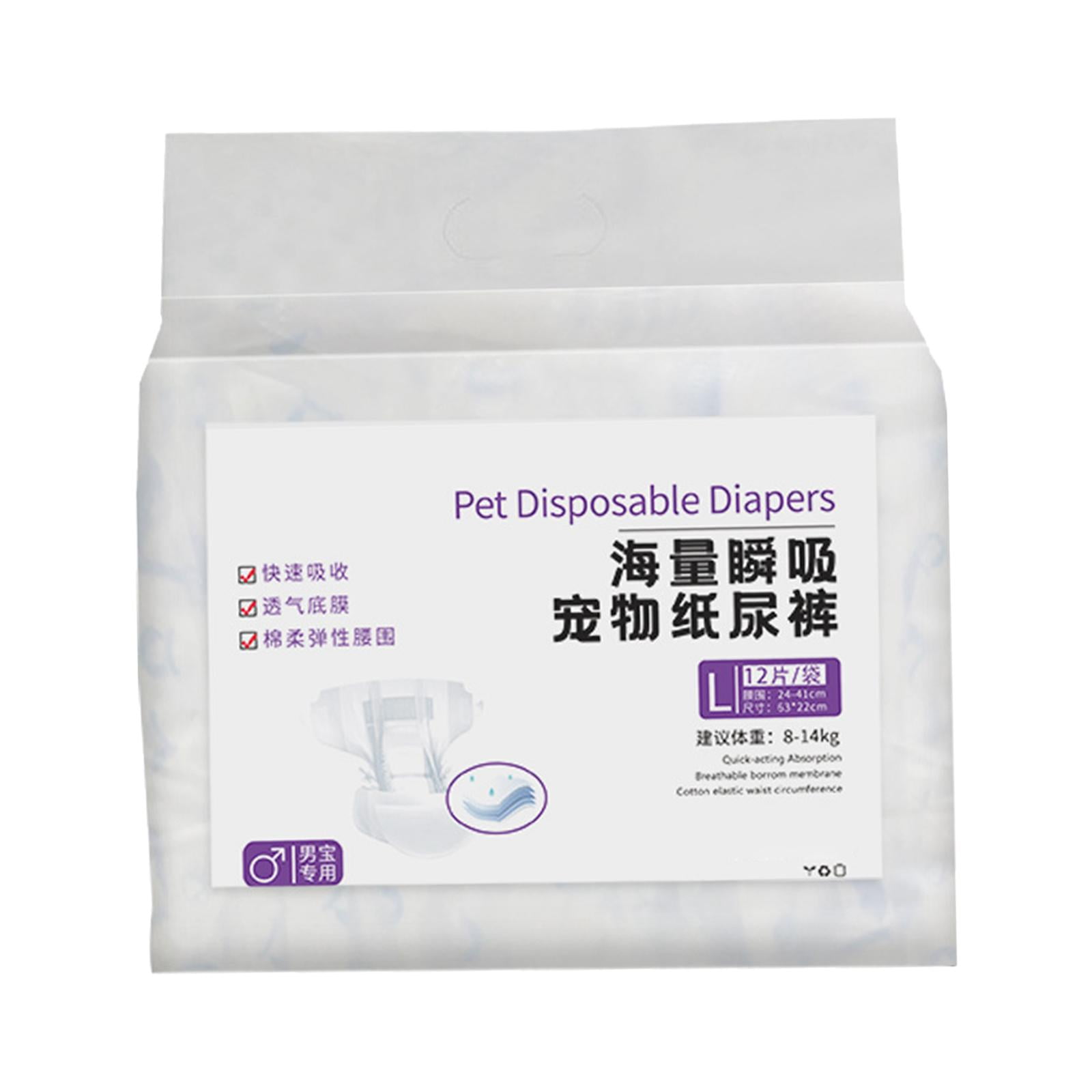 Dog Diaper Disposable Leakproof Nappies Comfort Puppy Accessories Soft Dog Wraps Pee Diapers Pet Diapers for Travel Outdoor Crate Kennel male L