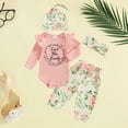 thumbnail image 2 of CAICJ98 Newborn Infant Baby Girl Clothes Outfits Rib Romper Floral Pants with Headband Hat Fall Winter Clothing Set (Red,Newborn), 2 of 7