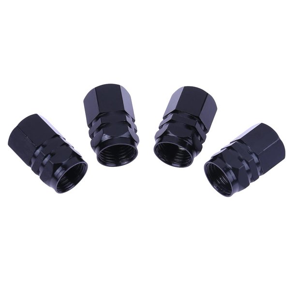 Tapas de aire de válvula de neumático cubiertas de vástago de rueda de coche de aleación de aluminio negro 4 Uds