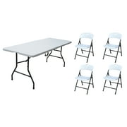 Plastic Development Group 6' Folding Banquet Table & Folding Chairs (4 Pack)