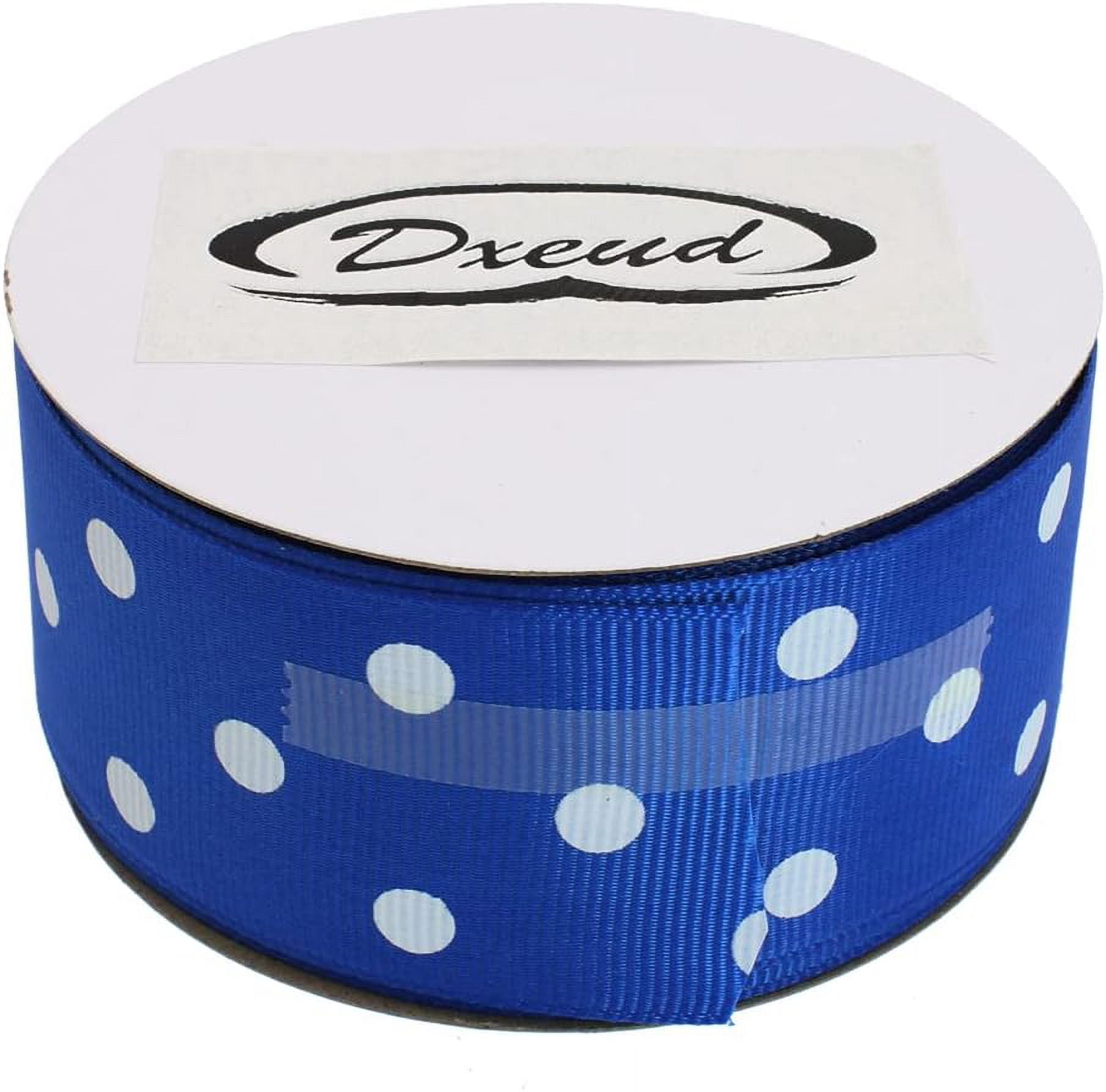 NANAHuang Polka Dot Grosgrain Ribbon 25 Yard Each Roll Polyester (3/8", Royal Blue)