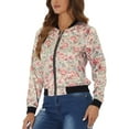 thumbnail image 4 of INSPIRE CHIC Women's Bomber Jacket Slim Fit Lightweight Zip Up Jacket XS Beige, 4 of 6