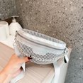 thumbnail image 4 of Rhinestone Fanny Riñonera Mujeres Cremallera Brillante Cofre Crossbody Pack (Plata), 4 of 9