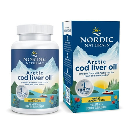 Nordic Naturals Arctic Cod Liver Oil Softgels, 750 Mg, Lemon, Non-GMO 90 Ct
