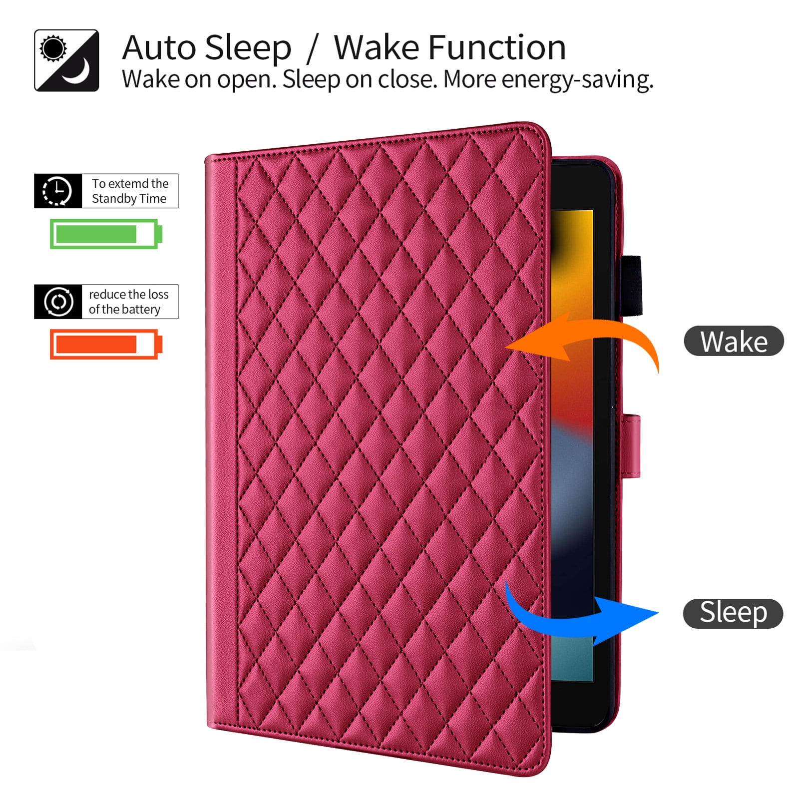 Dteck Case for iPad 9th 8th 7th Generation 10.2 inch,iPad Air 3rd Gen/iPad Pro 10.5" Magnetic PU Leather Smart Auto Wake/Sleep Folio Stand Case Card Slot Pencil Holder Cover,Red