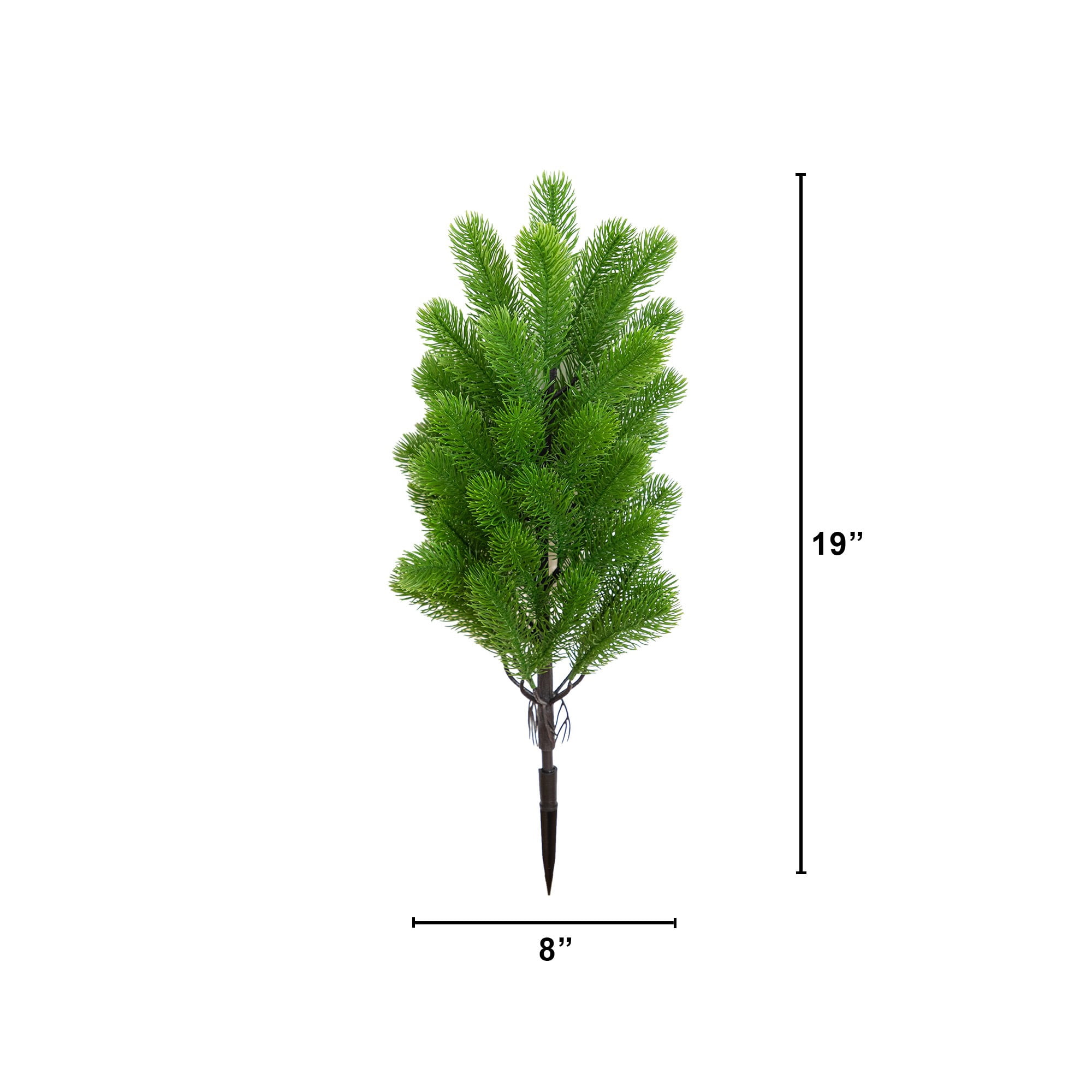 19in. UV Resistant Artificial Christmas Pine with Stake (Indoor/Outdoor) - Set of 2