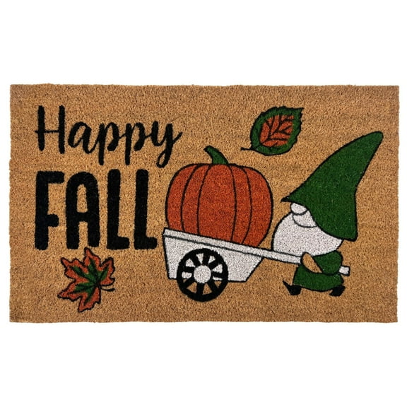 Kate Aurora Happy Fall Harvest Pumpkin Bristled Outdoor All Season Welcome Mat - 18"x30"