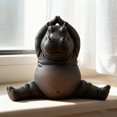thumbnail image 5 of Yoga Master Hippo Statue, Resin Decor, Desk Accessory, Meditation Space Ornament, Whimsical Gift, Home Office Decoration, Positive Message Sculpture, 1.97", 5 of 9