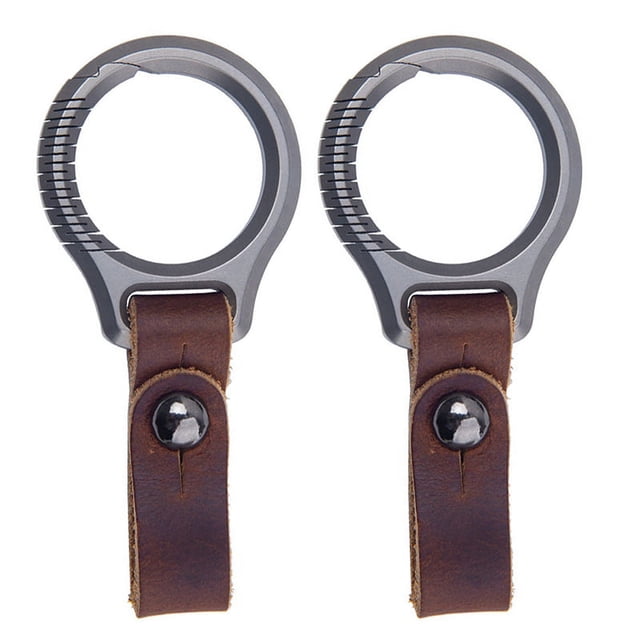 2X Titanium Alloy Keychain Car Keychain Pendant Cowhide Strap Pendant Men's Gift Gift