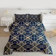 thumbnail image 2 of Manfei Navy Gold Triangle Bedding Comforter Set for Adult, Chic Minimalst Minimalism Twin Comforter Sets, Abstract Stripes Reversible Bedding Set, Super Cozy Room Decor, 2-Piece, 2 of 8