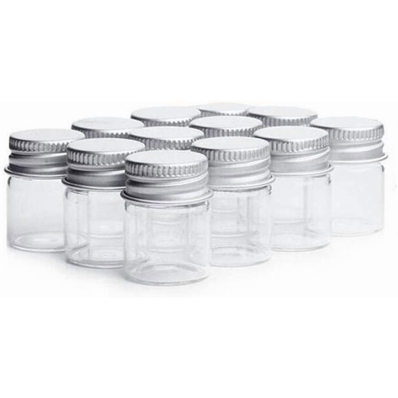5ml Vials Clear Glass Bottles Candy Bottle with Aluminum Screw Top Strong Cute Empty Sample Jars Small Containers For Message Bottle Samples Wedding Favors Wedding decorations Jewelry Accessories (12)