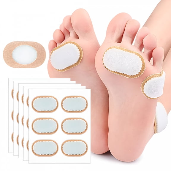 XIRQI Corn Pads for Men & Women, Shaped Thick Callus Cushion Pads, Protect and Reduce Foot Pain from Corns, Blisters, Calluses, Non-Slip (48 Pads)