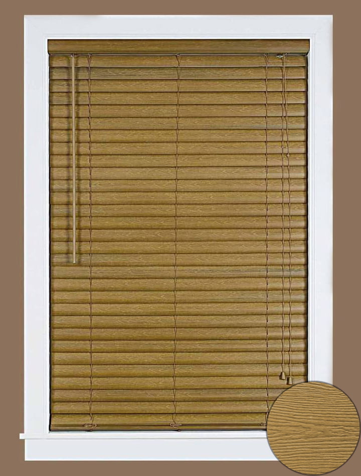 Window Blind 2" Slat Vinyl Plantation Blinds Embossed Grain Woodtone 64" Length 
