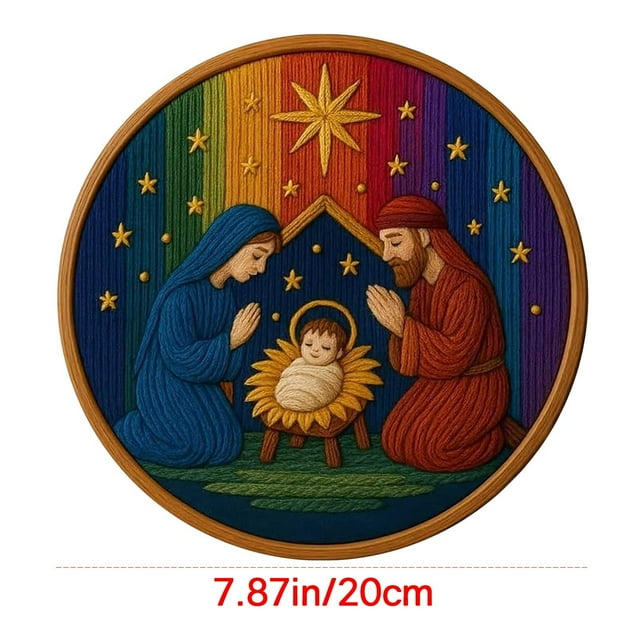 DIY Nativity Embroidery Set, Holy Story Christmas Craft Kit for Beginners, Four Holiday Scene Designs, Relaxing Home Decor Hobby
