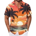 thumbnail image 5 of Ceisia Men's Orange-tone Coconut Shadow Sunset Print Short Sleeve Button Down Hawaiian Shirt With Chest Pocket Multicolor S Gifts, 5 of 6