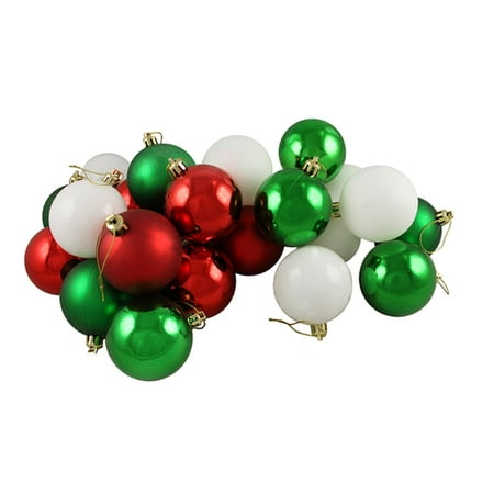 24ct Matte Brillant Menthe Poivrée Rouge Blanc Et Vert Incassables Boule De Noël Ornements 25 60mm
