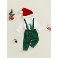 thumbnail image 5 of Jaweiwi Baby Toddler Boy Christmas Outfit, 3 6 9 12 18 Months Long Sleeve Dots Printed Bow Tie Romper with Overall Pants and Hat Infant Outfit, 5 of 9