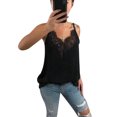 thumbnail image 1 of DYMADE Women Lace Patchwork V Neck Spaghetti strap Sexy Vest Top, 1 of 2