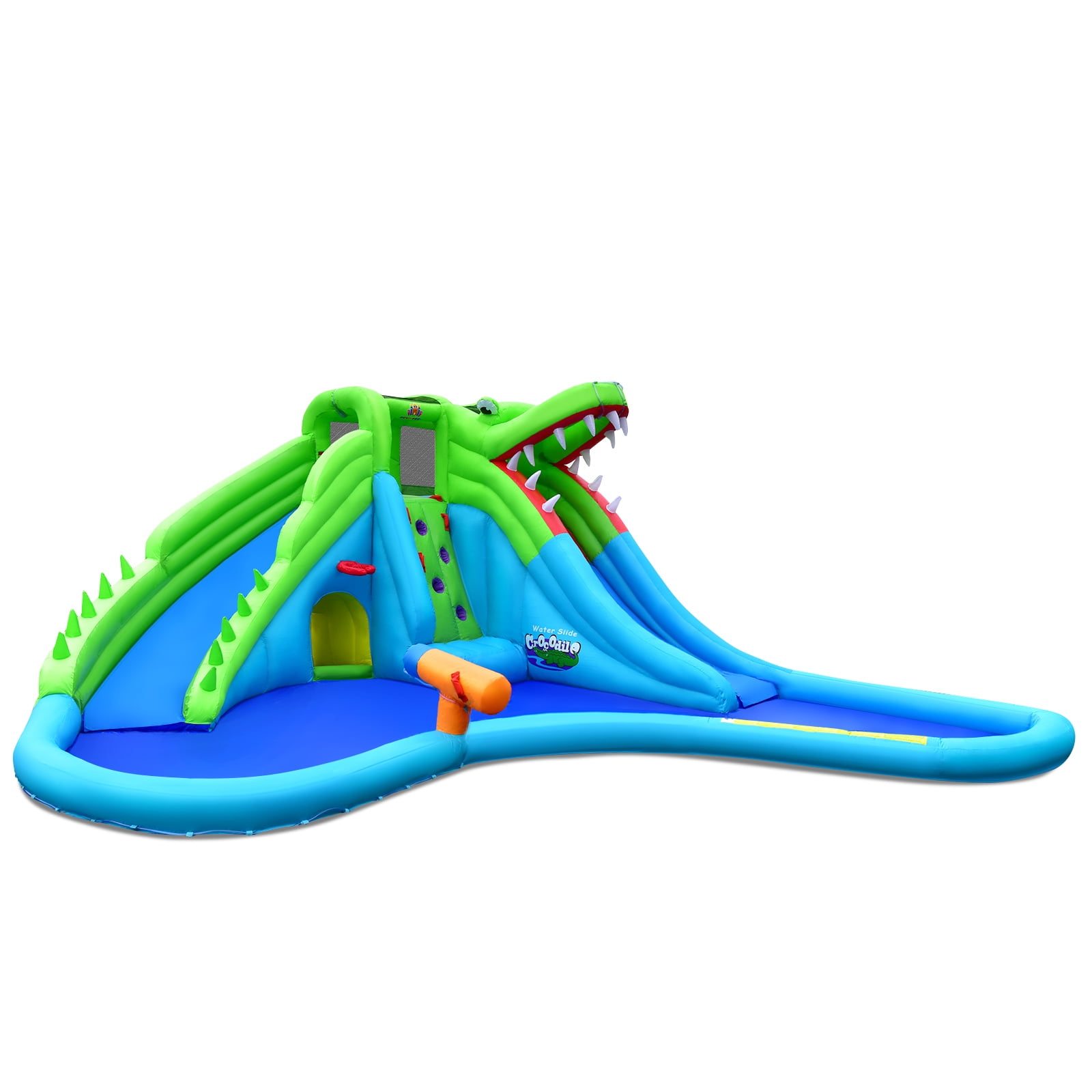 Patiojoy Inflatable Splash Crocodile Water Slide Park Climbing Wall & Pool w/780W Blower