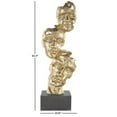 thumbnail image 3 of 8" x 25" Gold Polystone Stacked Face Cutout Mask Sculpture with Black Block Base, by DecMode, 3 of 9