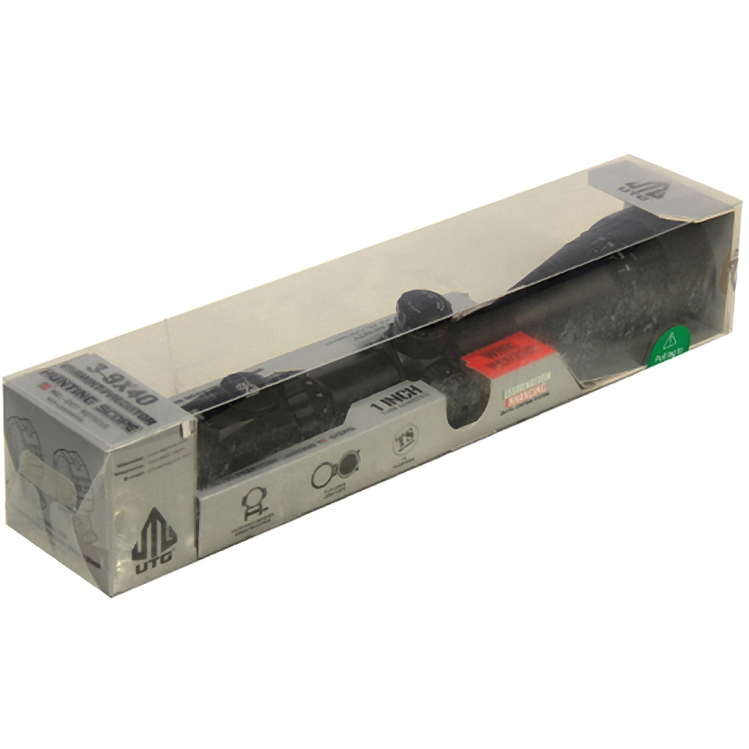 UTG 3-9X40 1" Hunter Scope, AO, 36-color Mil-dot, QD Rings