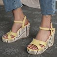 thumbnail image 4 of Zapatos de mujer Casual Cuñas de paja Tacón súper alto Estilo romano Hebilla Tobillo Correas Sandalias Wmkox8yii  sa3780, 4 of 6