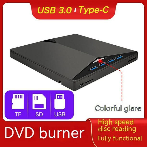 Lecteur CD/DVD Externe, USB 3.0 Type-c Graveur DVD Externe CD Enregistreur  Portable RW/ROM Mince Transmission Rapide pour Windows 11/10/8/7/XP/Vista/ Mac OS