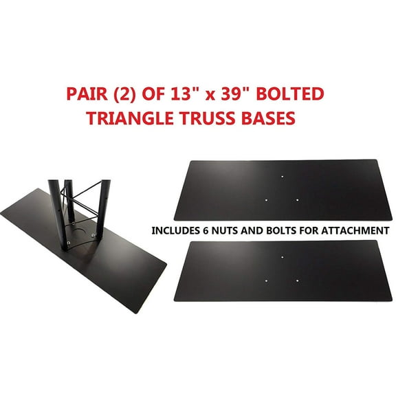 Pair (2) Two Black 13"x39" Metal Base For Bolted Triangle Trusses DJ Lighting