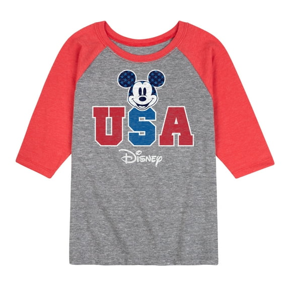 Disney - Americana - Mickey USA - Toddler And Youth Raglan Graphic T-Shirt