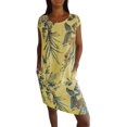 thumbnail image 1 of XYMJT Robes Needream, Robe Imprimée en Coton et Lin à Col Rond pour Femmes, avec Poche, 1 of 1