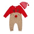 thumbnail image 4 of Conjunto de pijama de reno de dibujos animados de nariz roja de manga larga para bebés recién nacidos, niños y niñas, con gorro a rayas, apto para 6-12 meses (80 cm), 4 of 7
