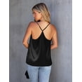 thumbnail image 3 of Oudiya Silk Tank Top for Women Mesh V Neck Satin Camisole Silky Sleeveless Tank Cami Shirt, 3 of 8