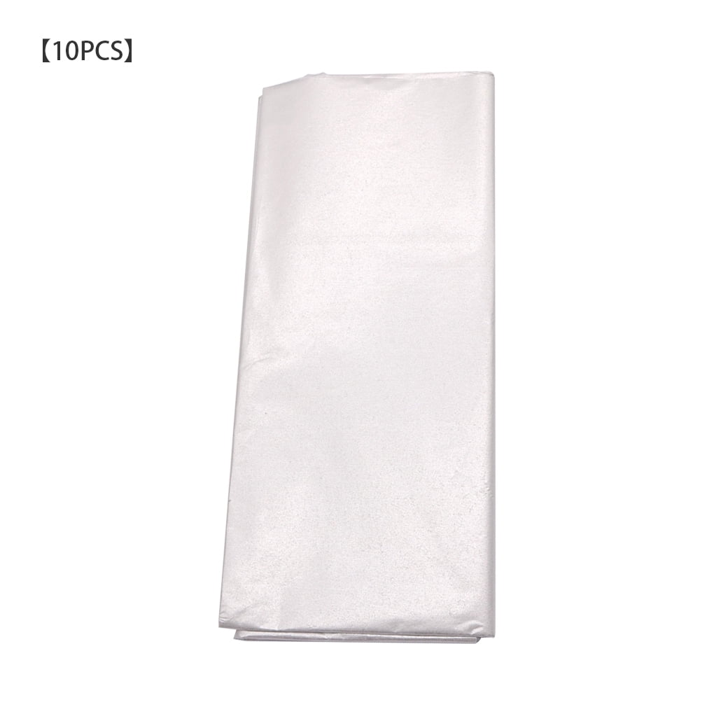 10pcs Gift Packaging Tissues Smooth Flower Wrapping Papers Folding Solid Color Gift Packing Covers, Silver
