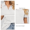 thumbnail image 5 of Women's Pure Color Lapel Short Sleeve V-Neck T-Shirt, White, XL - Perfect for Casual Summer Wear, Home, Office, Shopping & Outdoor Activities, 5 of 6