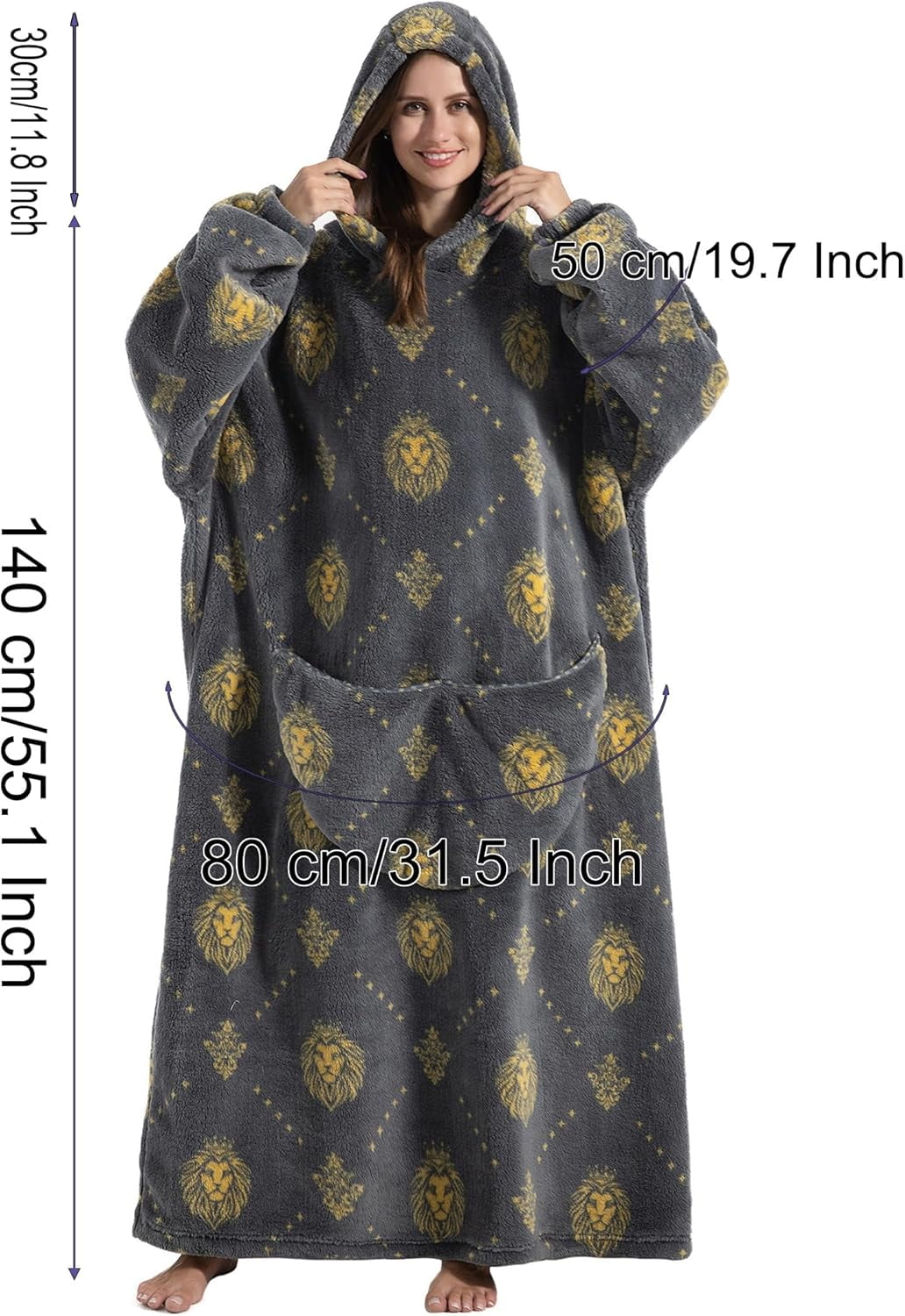 Oversized Blanket Hoodie,Adult Snuggle Fleece Wearable Blanket Fluffy Giant Hooded Sweatshirt