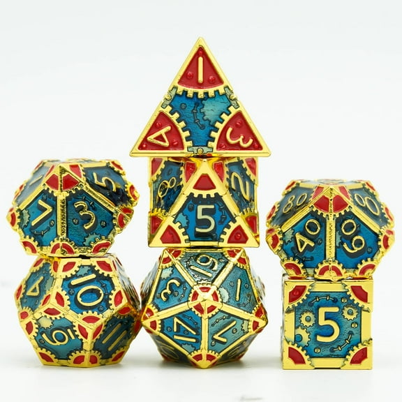 Cusdie 7 PCS/SET DND Metal Dice, Steampunk Polyhedral D&D Dice Set, Metal Dice Set for Role Playing Game D&D Dice MTG Pathfinder