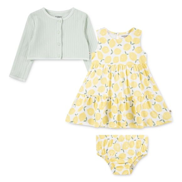 Conjunto de 2 Piezas HUGGIES: Vestido y Cárdigan de Algodón Orgánico