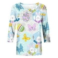 thumbnail image 4 of YanHoo 3/4 Sleeve Easter Tops for Women Easter Shirts for Women,2024 Women's Fashion Tees Casual Crewneck 3/4 Sleeve Loose Cute T Shirt Ladies Top, 4 of 6