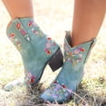 thumbnail image 3 of jovati Women Fashion Embroidered Cowboy Riding Boots Casual Warm Middle Heels Middle Tube Short Boots Shoes, 3 of 3