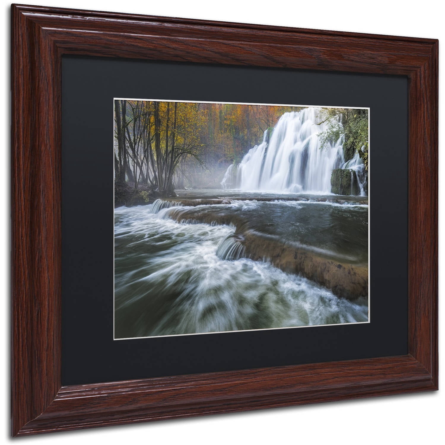 Trademark Fine Art "Waterfalls of Tufs in Jura" Canvas Art by Mathieu Rivrin, Black Matte, Wood Frame