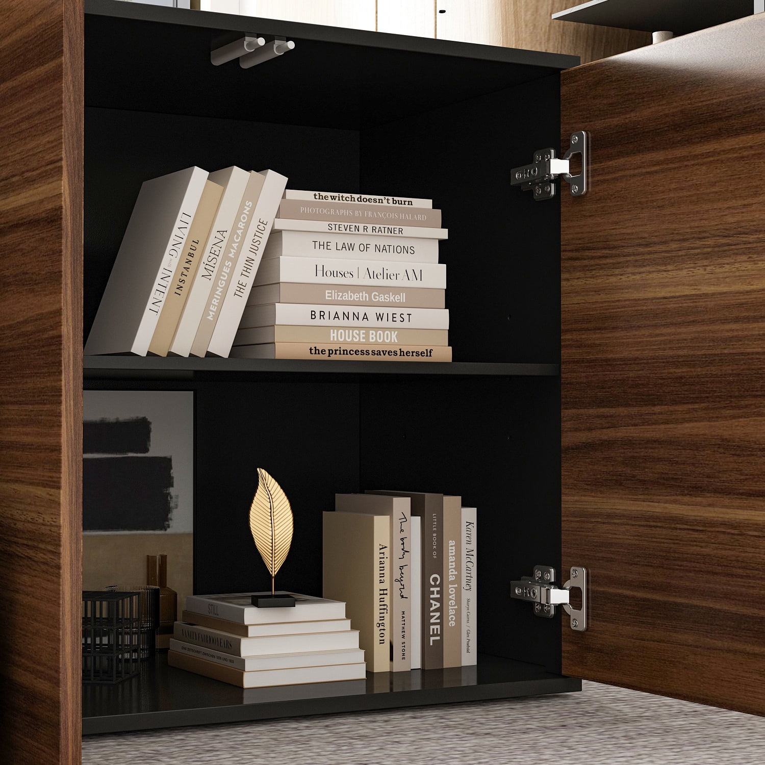 KULAGAGA L Shaped Computer Study Desk with Cabinet and 3 Drawers, Corner Writing Workstation Table with Metal Legs for Home Office, Walnut