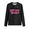 thumbnail image 3 of CLOISE Breast Cancer Blouses Women Long Sleeve Crewneck Tshirts Ribbon Pink Breast Cancer Awareness Tee Shirts Cute Comfort Shirts Cancer Fight Clothes Black L, 3 of 4